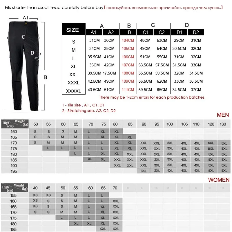 summer pant size