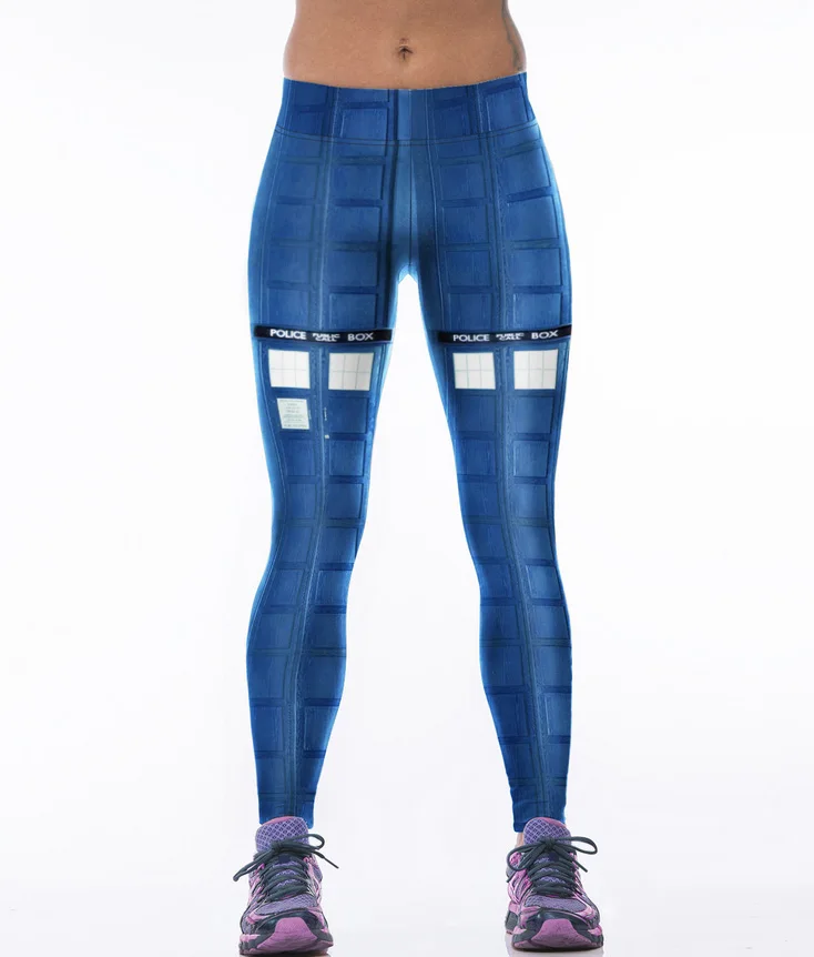 Digital PrintingElastic Casual Pants blue box Pattern Women Leggings 7 sizes 2017 Fitness Clothing Free Shipping |