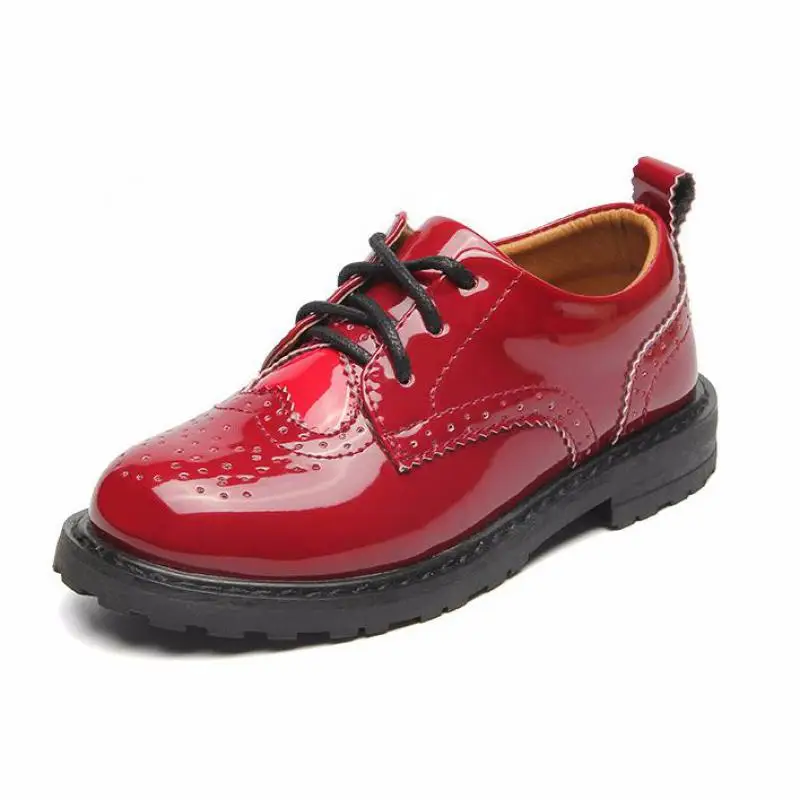 

Girls Leather Shoes British Style School Performance Princess Kids Wedding Party Shoes Red Black Casual Children Moccasins Shoes