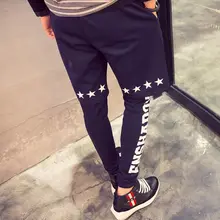Новая мужская одежда мужской личности пятиконечная звезда печати пространство хлопок повседневные брюки мужчины метросексуал брюки-3XL