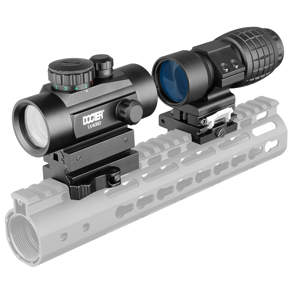 Riflescope 1X40 táctico punto rojo mira visor caza holográfica mira de punto  verde combinación de lupa 3x