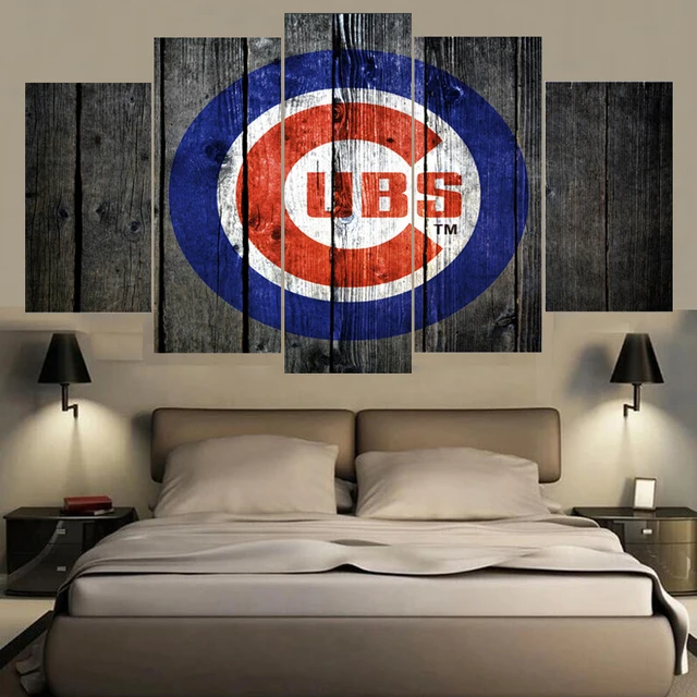 5 panels champions chicago cubs canvas poster wall art home decor
