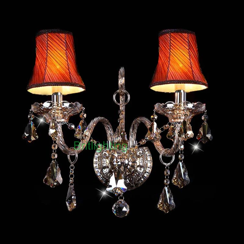 

lamp Elegant and Modern blown Murano Glass wall sconces with fabric lampshade Vintage Sconces Wall Light crystal Bathroom Sconce