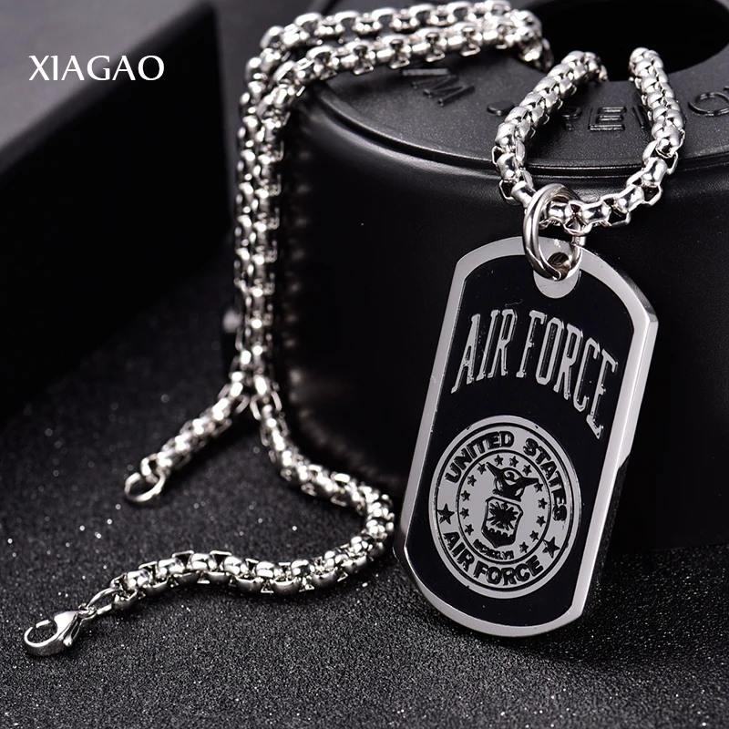 

XIAGAO New Design Air Force Pendant Necklace Titanium Steel Knights Templar Elegant Charm Irises Decorative Pattern Jewelry P25