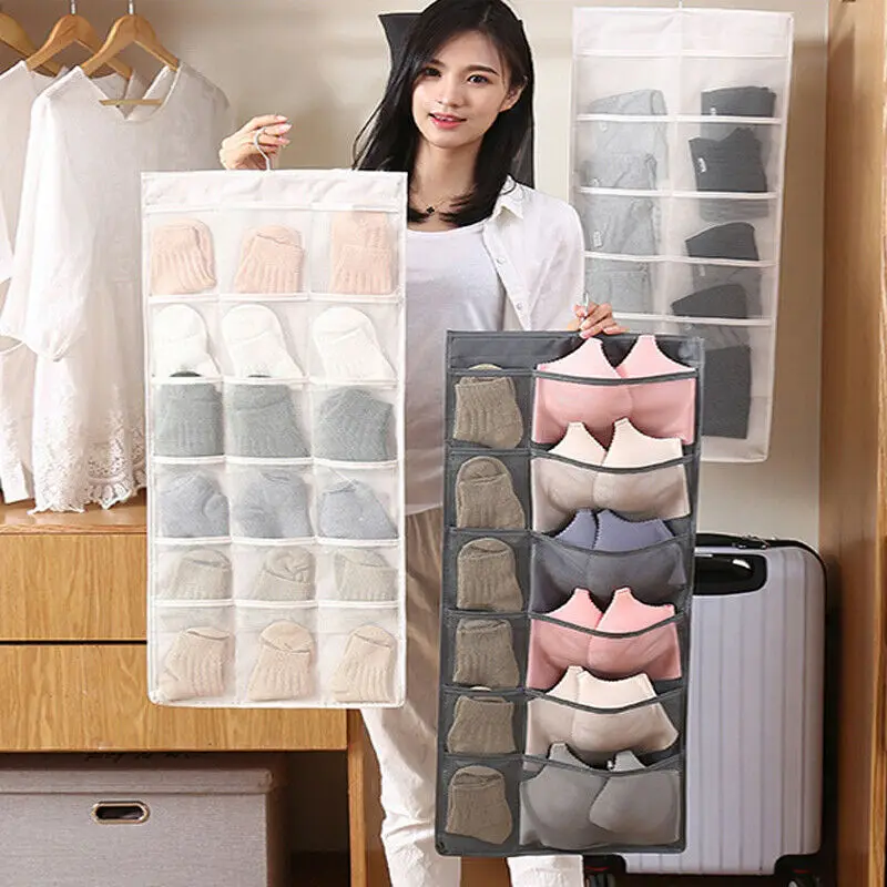 

Hot 12 Pocket Underwear Bra Socks Organizer Clothing Storage Bag Pockets Wardrobe Hang Bag