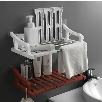 

Multifunction Plastic Storage Rack Free Punching Shelf Wall-mounted Seasoning Storage Tray Bathroom Toiletries Storage Rack