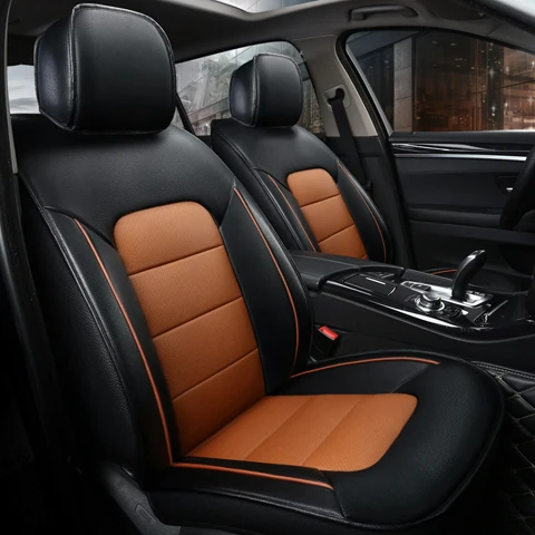 AUSFTORER Воловья кожа Чехол на автомобильное сиденье для Chrysler PT Cruiser кожаные чехлы для автомобильных сидений подушки сиденья Поддержка авто аксессуары - Название цвета: Black X Brown