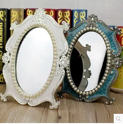 Высокое качество Роскошный европейский стиль овальное одностороннее винтажное зеркало для макияжа пластиковое окрашенное зеркало настольное зеркало винтажное зеркало J013