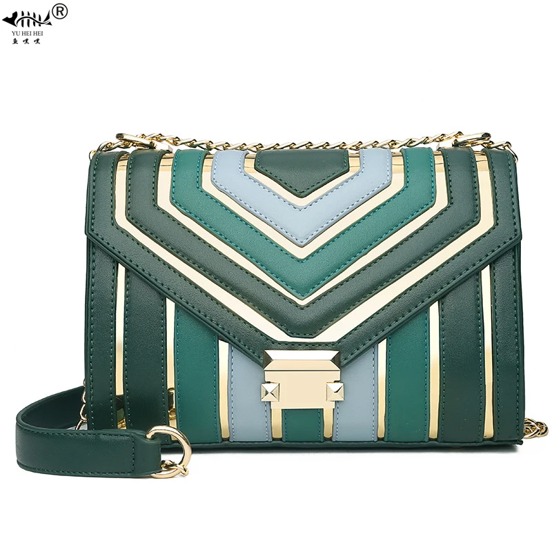 

New Fashion Patchwork PU Leather Bag Bags Women Lady Girl Chain Shoulder Crossbody Messenger Bag Women's Handbag Bags