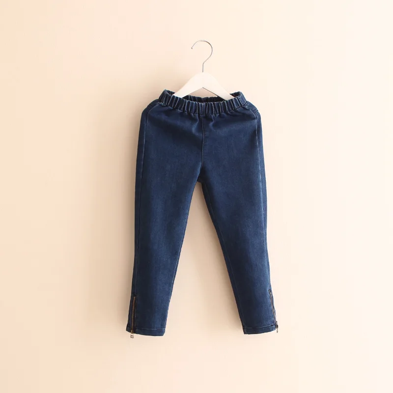 Джинсы для девочек, однотонные обтягивающие детские джинсы модные джинсы для маленьких девочек милые детские штаны высокого качества красивые джинсы для девочек - Цвет: Синий