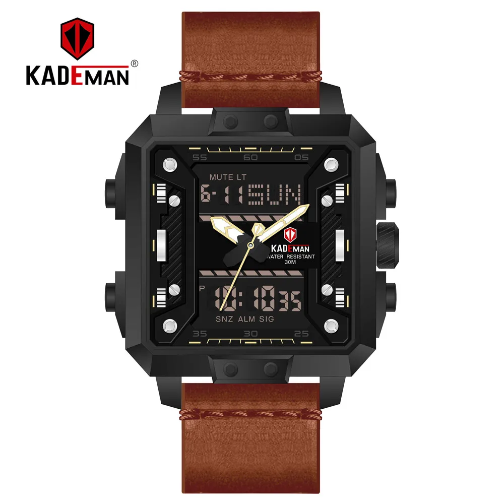 

Luxury Brand Dual Display Sports Men Auto Watch Fashion Square Military Watches Men Waterproof Outdoor Male Wristwatch reloj hom