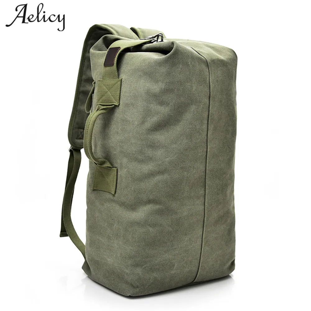 Aelicy كبيرة قدرة الرجل حقيبة سفر على ظهره الرجال الأمتعة قماش دلو الكتف حقيبة الذكور العسكرية الظهر
