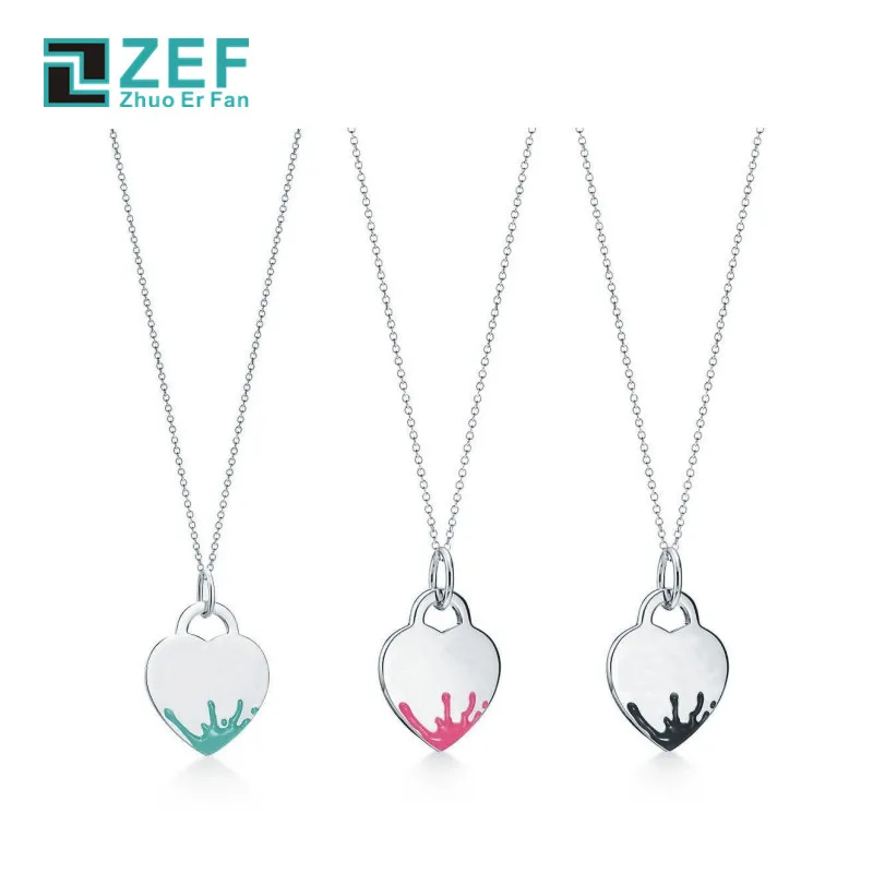 

ZEF 925 sterling silver necklace, double, heart shape classic elegant elegant luxury charm original ladies jewelry gift