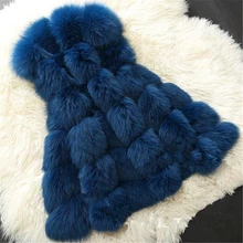 Женские Толстые куртки из искусственного лисьего меха больших размеров, теплые меховые пальто из норки, меховые жилеты из искусственного меха норки, теплые жилеты, Длинный жилет