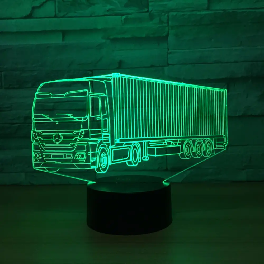  Container Truck 3D Led Light Lamp 7 Color Change Touch Remote Usb Table Lampara Lampe Fire engine l - 32867465042