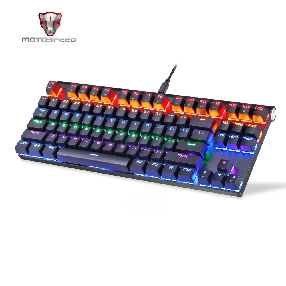 

Mechanical Keyboard High Keycaps Ladder Design 87 Keys Blue Switch Keyboards Wired Bluetooth Dual-Mode Mechanical Keyboard #A