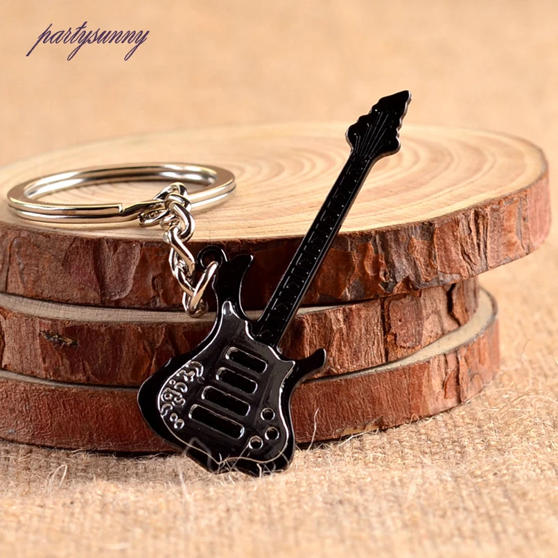 

PF Mental Guitar Key Chain Music Instrument Car Keychain Pendant Trinkets for Bag Backpack Key Ring Gift Jewelry Llaveros YS090