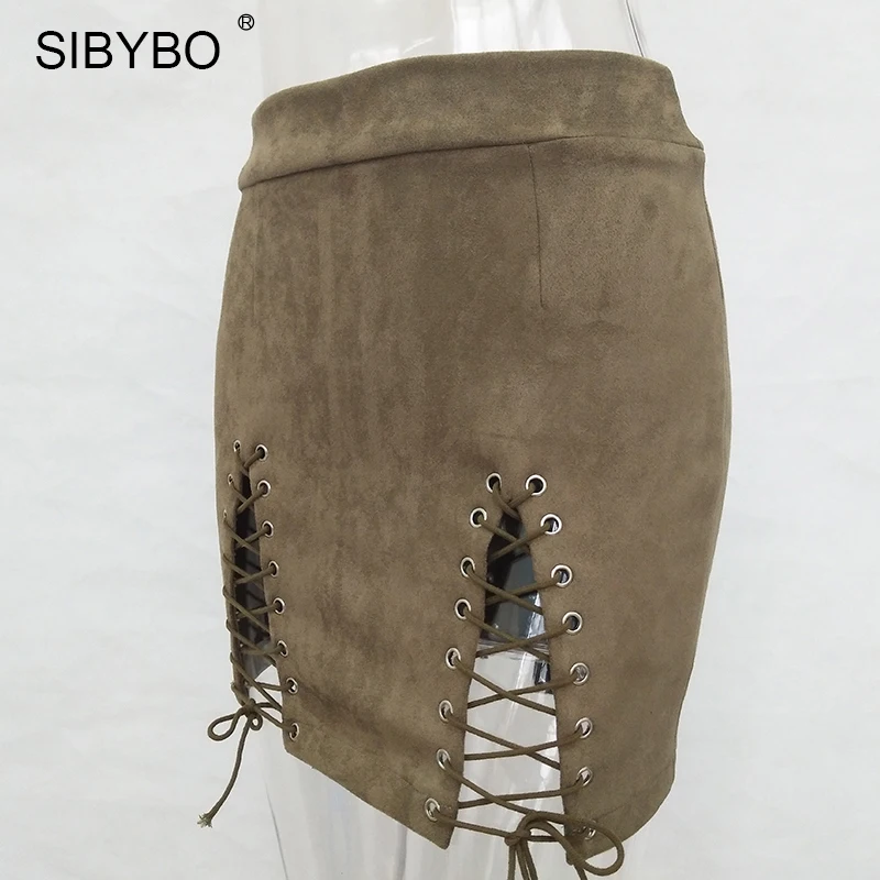 Женская замшевая мини юбка Sibybo летняя облегающая карандаш с высокой талией и
