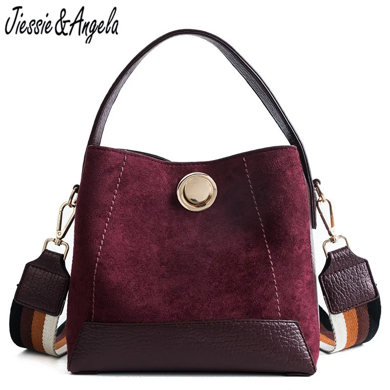 

Jiessie&Angela Wide Strap Shoulder Bag Female Vintage Crossbody Bags For Women 2018 Bucket Bag Handbags Designer Scrub Daily Sac