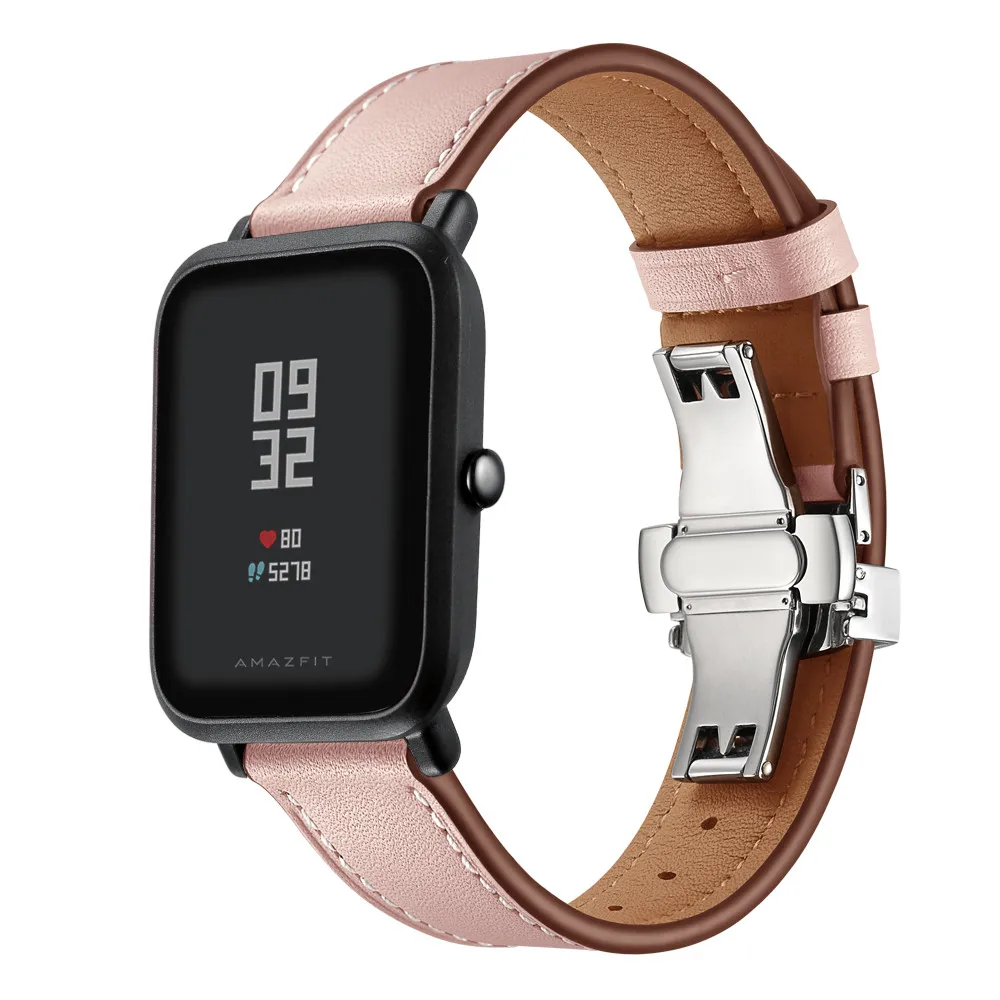 Для Huami Amazfit Bip Youth Watch Band 20 мм ремешок из натуральной кожи для samsung Galaxy Watch 42 мм/Active 2 1 браслет наручный ремень