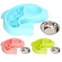Produkt dla zwierząt domowych dla psa miska dla kotów ze stali nierdzewnej karmnik dla zwierząt ryby kształt wody miska na karmę do karmienia zwierząt domowych nietoksyczny miski podwójnego wykorzystania(China)