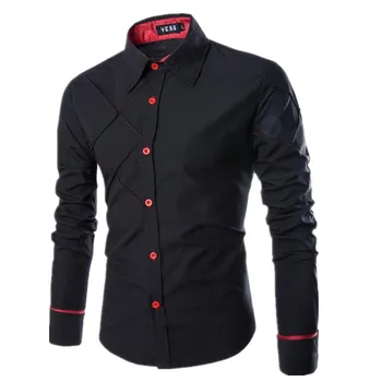 

Caron Kalen Men Shirts 2019 New Arrivals Brand Shirts Slim Fit Male Shirt Solid Long Sleeve British Style Cotton Men's Shirt