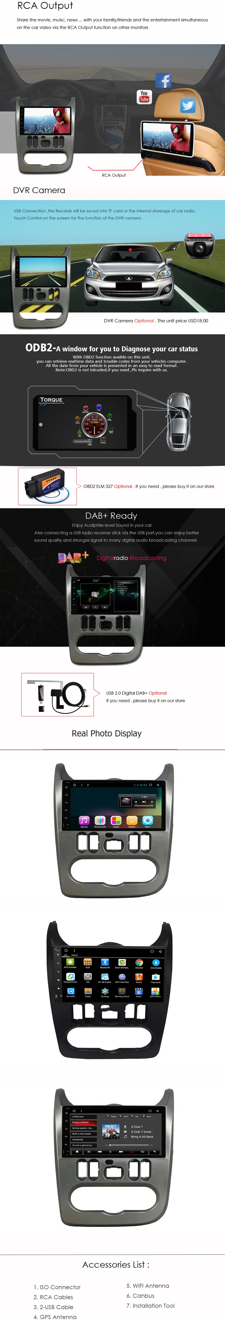 Clearance 9" Android 7.1 RAM 2G ROM 32G Car DVD for Renault Duster Logan Sandero car radio multimedia gps navigation system head unit 2