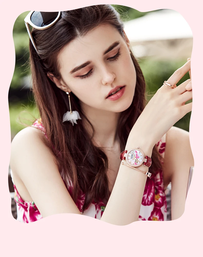 Sekaro, женские автоматические часы, цветочный дизайн, часы, женские механические наручные часы, Топ бренд, роскошные женские часы, Relogio Feminino