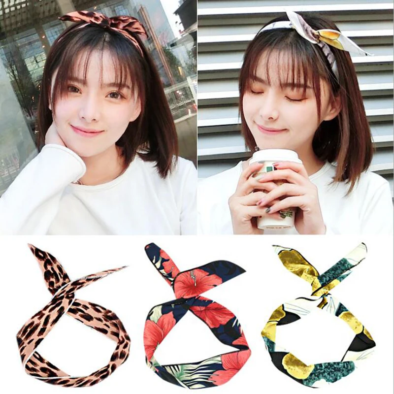 

1PC Bosbian style Headwear Print Banana Headband For Women Stretch Hair Bows Head Wrap Retro Cross Girls Hair Accessories