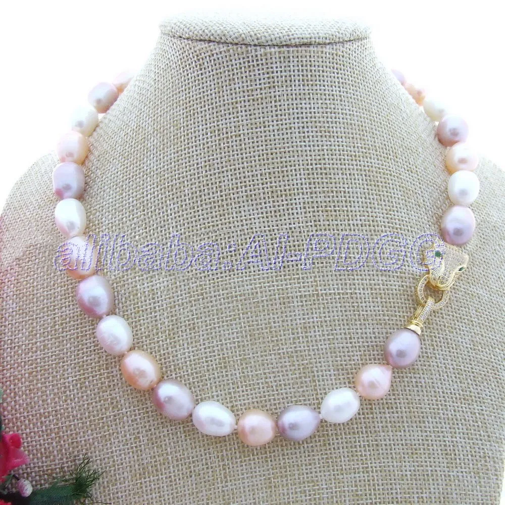 

17'' 10x12mm Multi Color Rice Pearl Necklace
