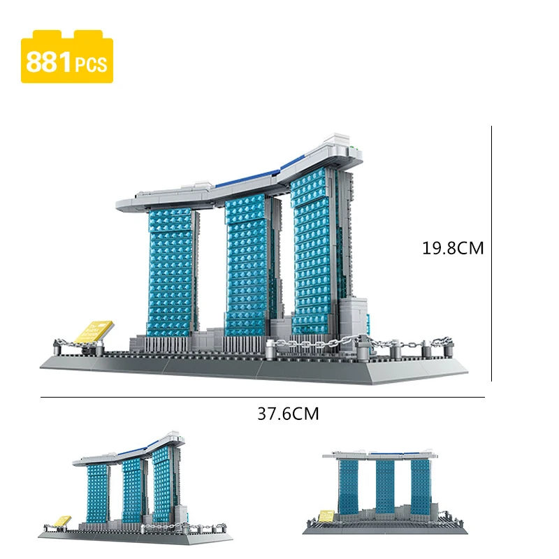 Создатель всемирно известная Современная архитектура Сингапур Марина Бэй пески отель строительный блок сборка Модель Кирпичи коллекция игрушек
