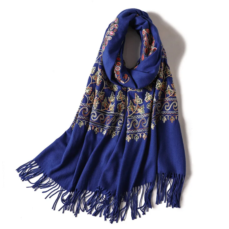 RUNMEIFA Модные женские вышитые шали из искусственного кашемира зимние теплые fulards Femme мягкая элегантная шаль женские шарфы - Цвет: 10