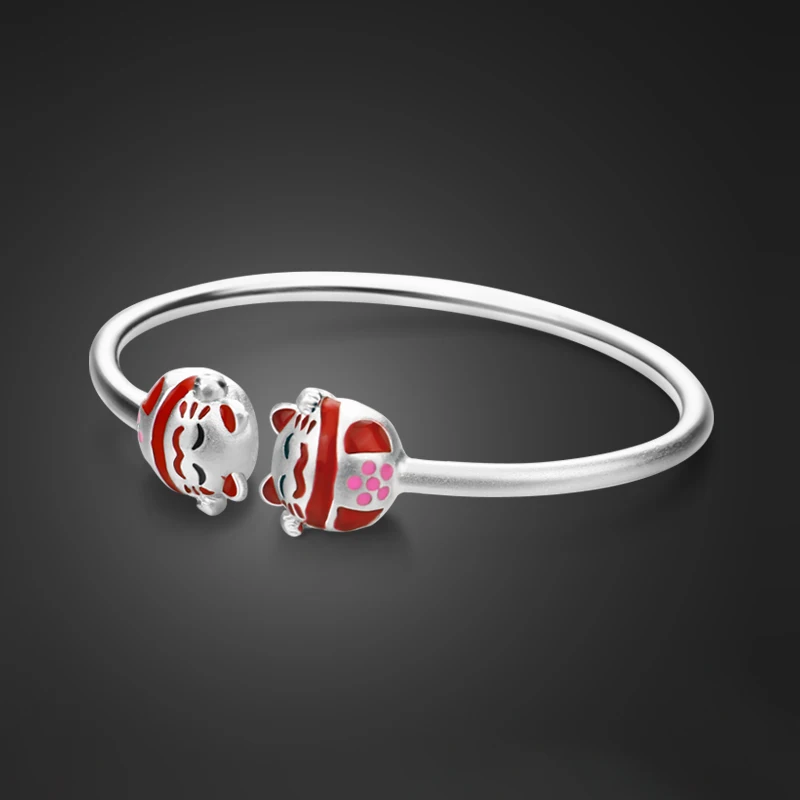

Small size child's bracelet 100% 925 sterling silver cartoon cat pendant solid silver bracelet suitable for baby wear bracelet