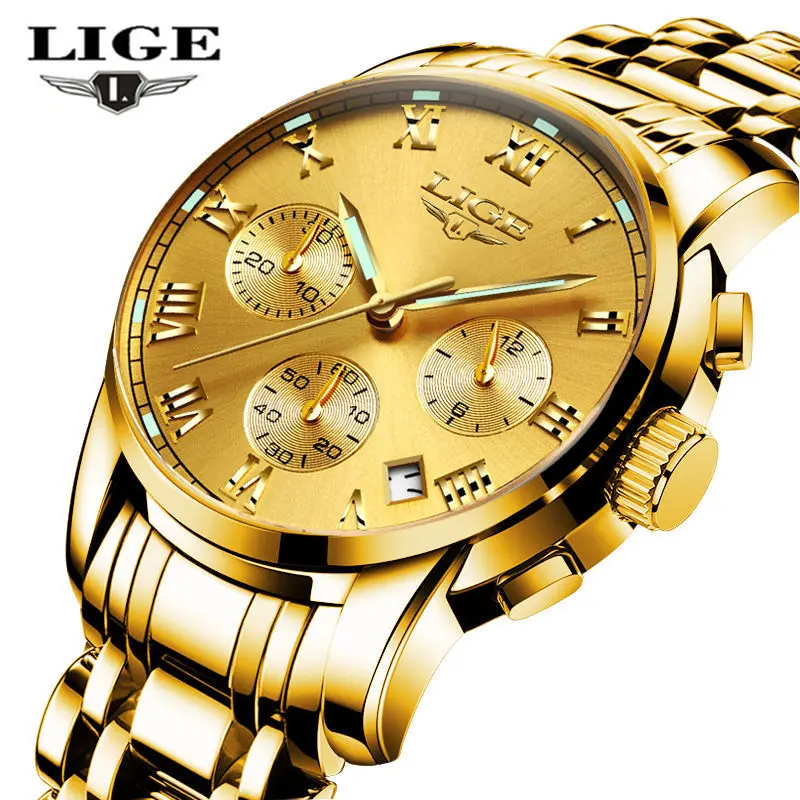 LIGE Watches Men Fashion Brand Multifunction Chronograph Quartz Watch men Military Sport Wristwatch Male Clock Relogio Masculino