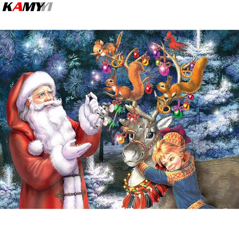 

Christmas Diamond Painting Santa Claus Cross Stitch 5D DIY Diamond Embroidery Kid Picture Of Rhinestone Decor Home XY1