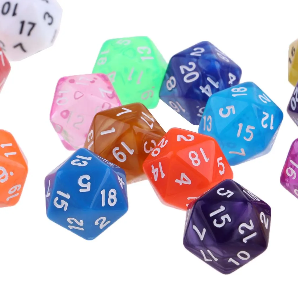 25 Pcs Lightful  Polyhedral D20 Dice for TRPG Game Dungeons and Dragons Random Color