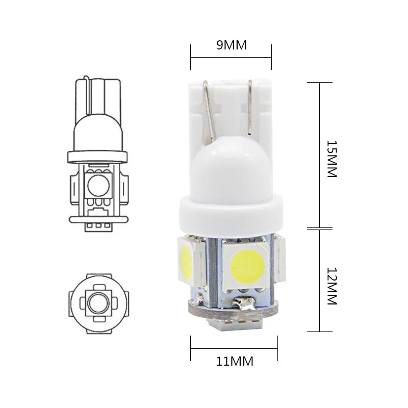 10x T10 W5W светодиодный сигнальная лампа салона Купол Чтение светильник 12V багажник Авто боковой двери номерной знак Чемодан лампа 5050 5SMD белый