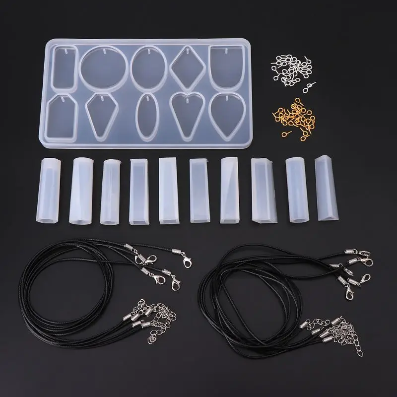 Jewelry Casting Molds Silicone Resin Jewelry Molds Set Crafts Epoxy Mould Pendant Chain Jewelry Making Model DIY Mold Parts Set