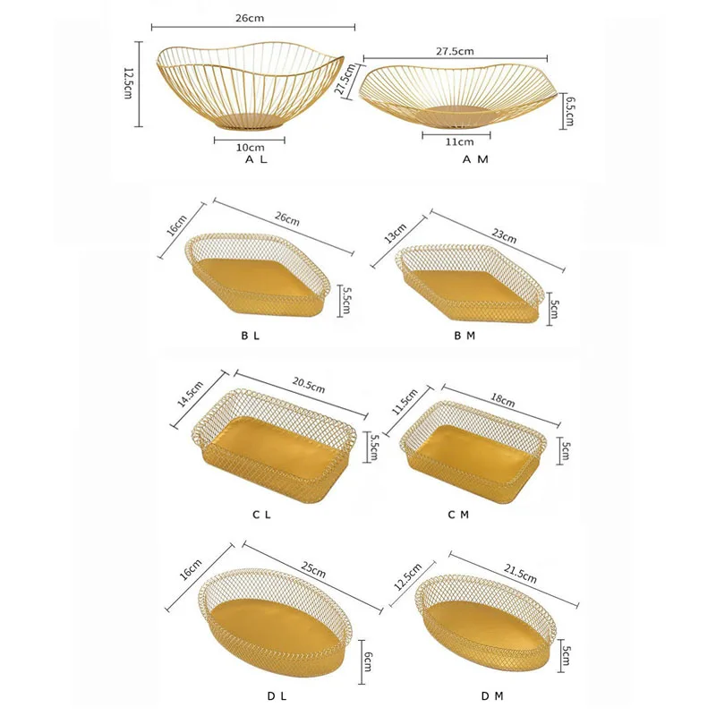 Скандинавские золотые Железные Корзины для хранения фруктов, миска для закусок, конфет, фруктовая тарелка, для хранения ювелирных изделий, для гостиной, ресторана, органайзер для хранения