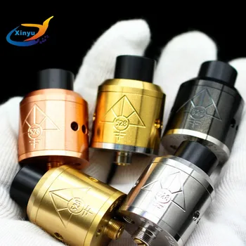 

NEWEST Custom GOON 528 RDA Tank Atomizer 25mm Double Coil double coil double column gold plated splint 510 interface Drip Tip