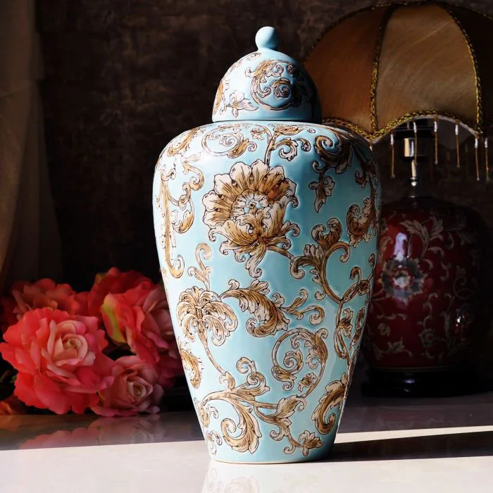 Blue carving painting Jingdezhen ceramic ginger jars Antique Porcelain