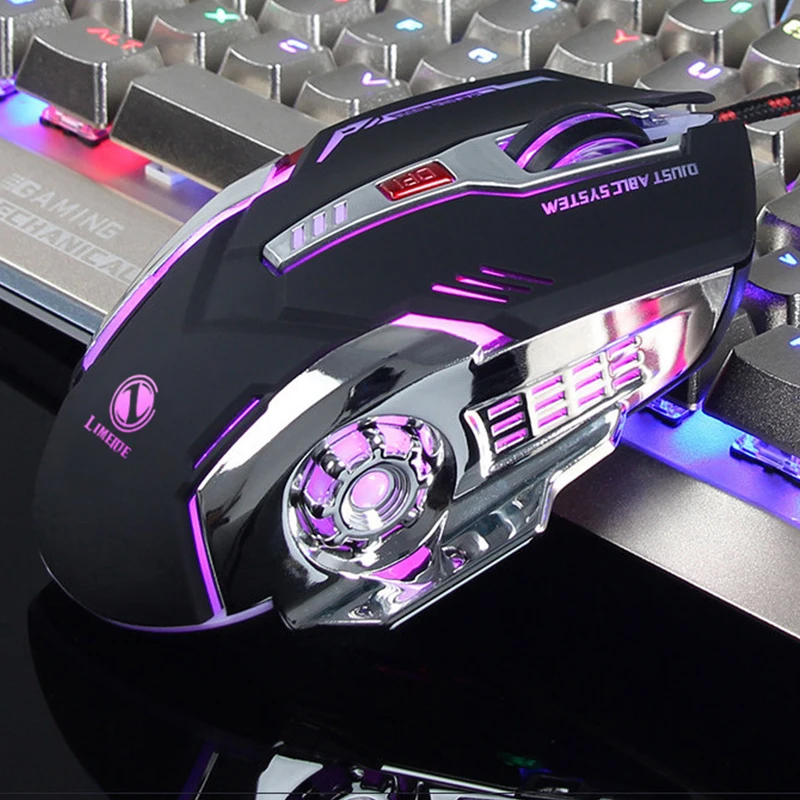 Professional Wired Gaming Mouse 6 Button 2400 DPI Adjustable Computer