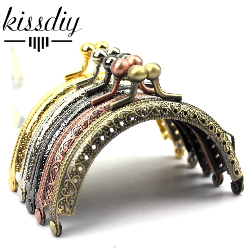 

KISSDIY 10pcs/lot DIY 8.5cm Elegant Press Mixed Color Metal Purse Frame kiss clasp Handle for Bag Sewing Craft Tailor Sewer