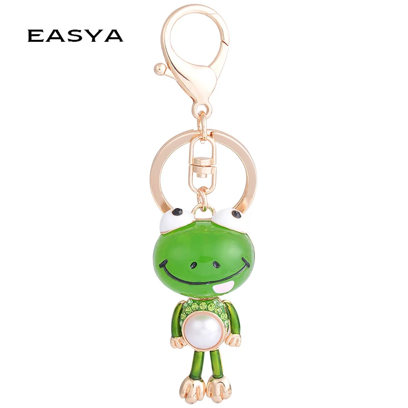 EASYA Cartoon Frogs Keychain High Grade Rhinestone Key Ring Women Bag
