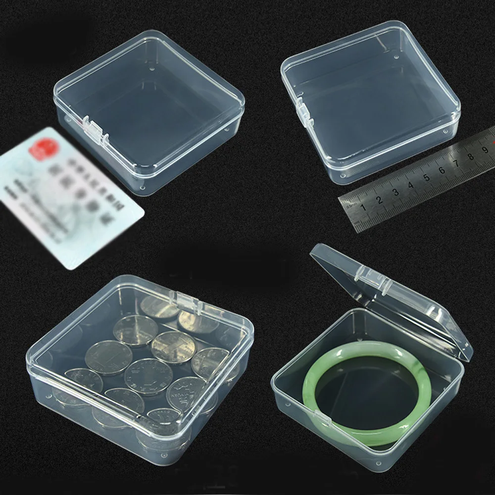 

Hotsale 1pc Storage Box Transparent Square For Jewelry Bank Cards Coins Small Photos Powder Puffs Crafts