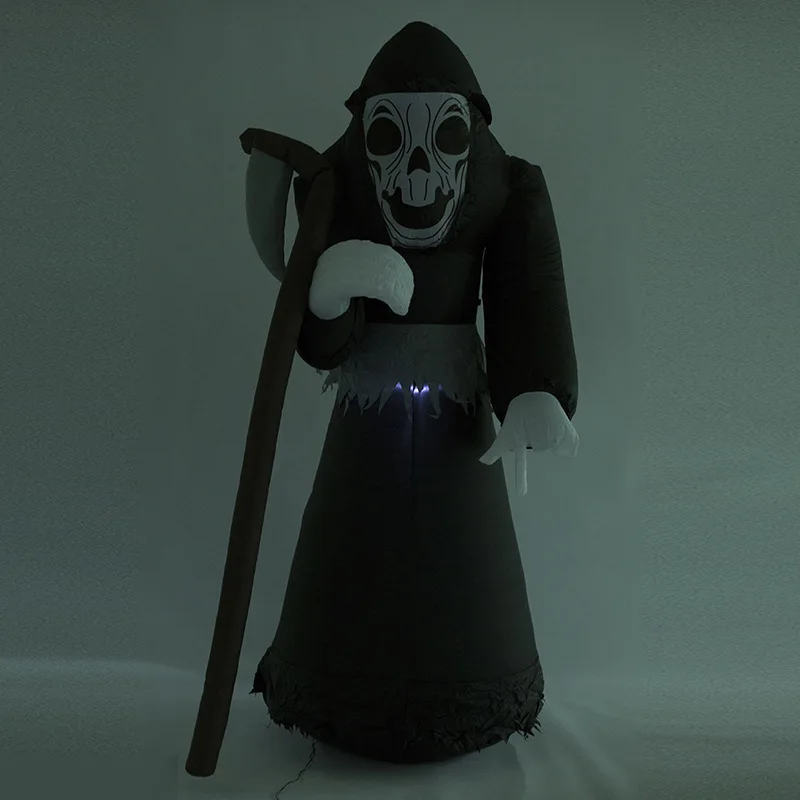 180 см гигантский Grim Reaper с серп светодиодный освещенные террор Надувные игрушки Рождество Хэллоуин реквизит вечерние Забавные игрушки двор украшения