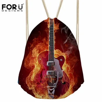 

FORUDESIGNS Stylish Fire Design Daily Use Drawstring Bags Casual Male Cinch Sack Backpacks for Teenagers String Shoulder Bags