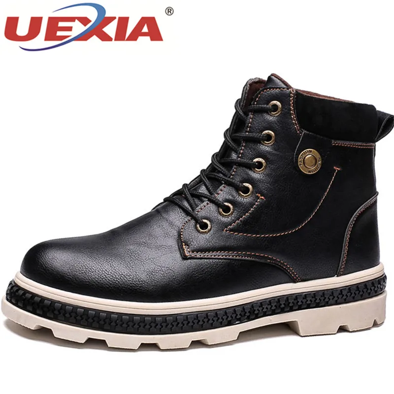 

UEXIA Brand Leather Business Martin Boots Male For Men Shoes Adult 2018 Autumn Fashion Casual Vintage Walking Footwear