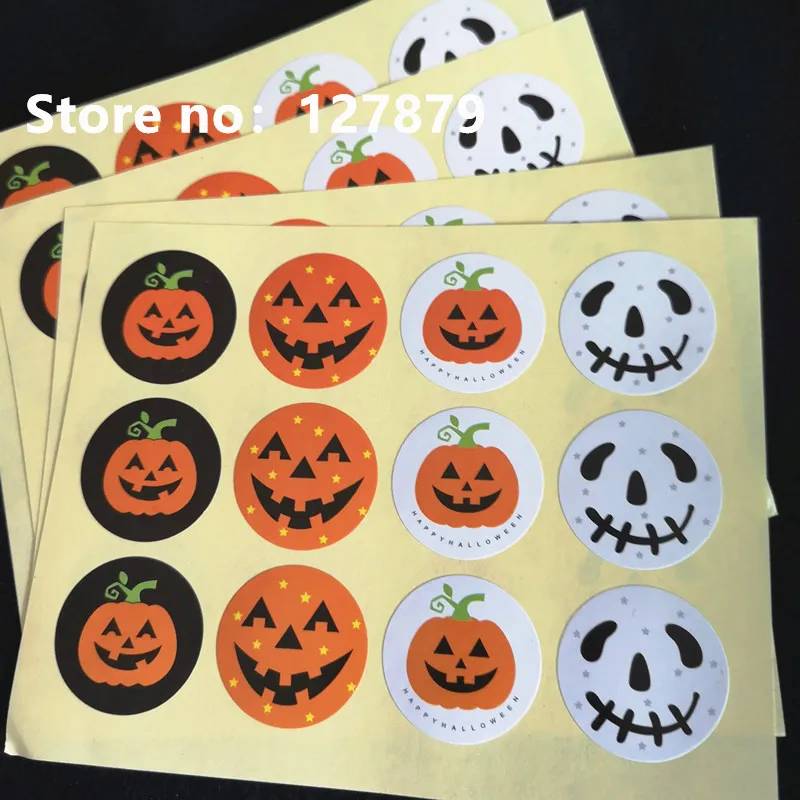 600PCS NEW Halloween Theme badge Seal Gift paper Sticker Students