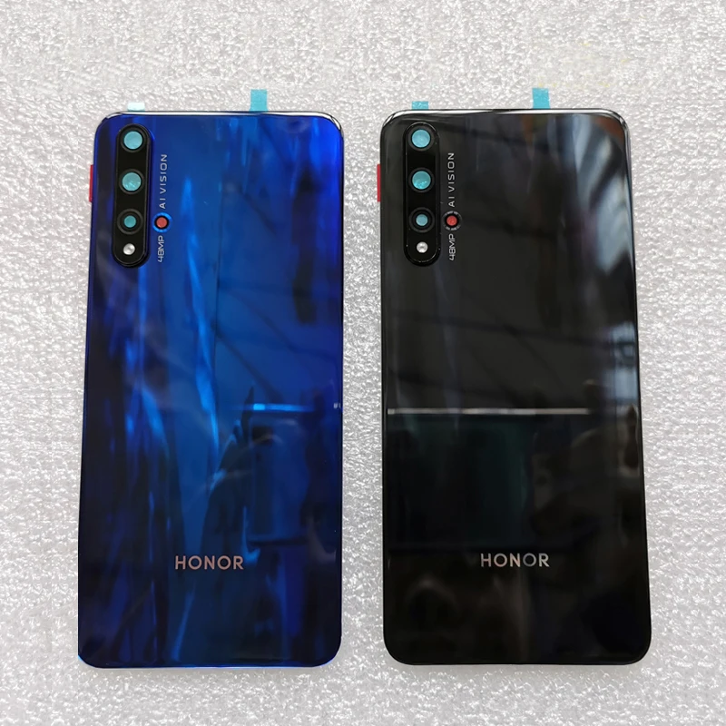 

New 3D Tempered Glass Back Cover For Huawei Honor 20 Spare Parts Back Battery Cover Door Housing + Flash cover + camera lens